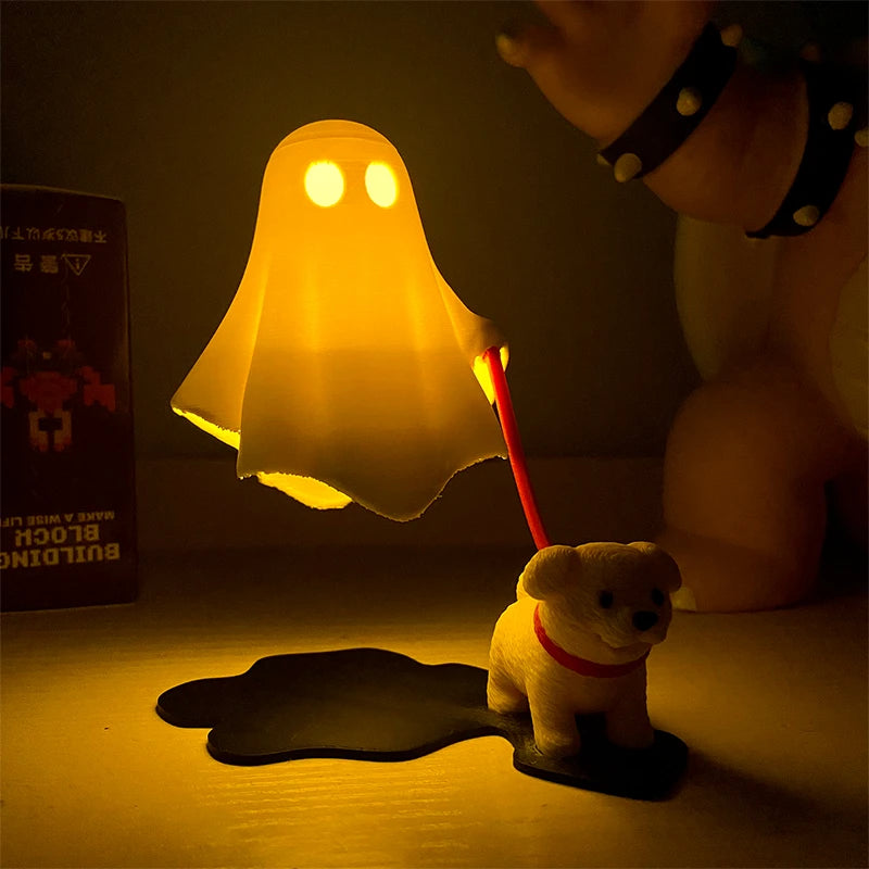 Cute Ghost With Dog Statue