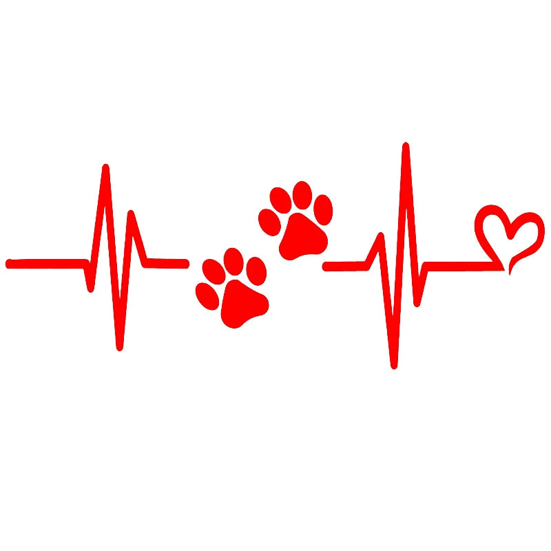 Heartbeat Paw Print Car Decal