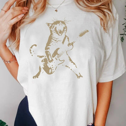Rock Cat Playing Guitar T Shirt