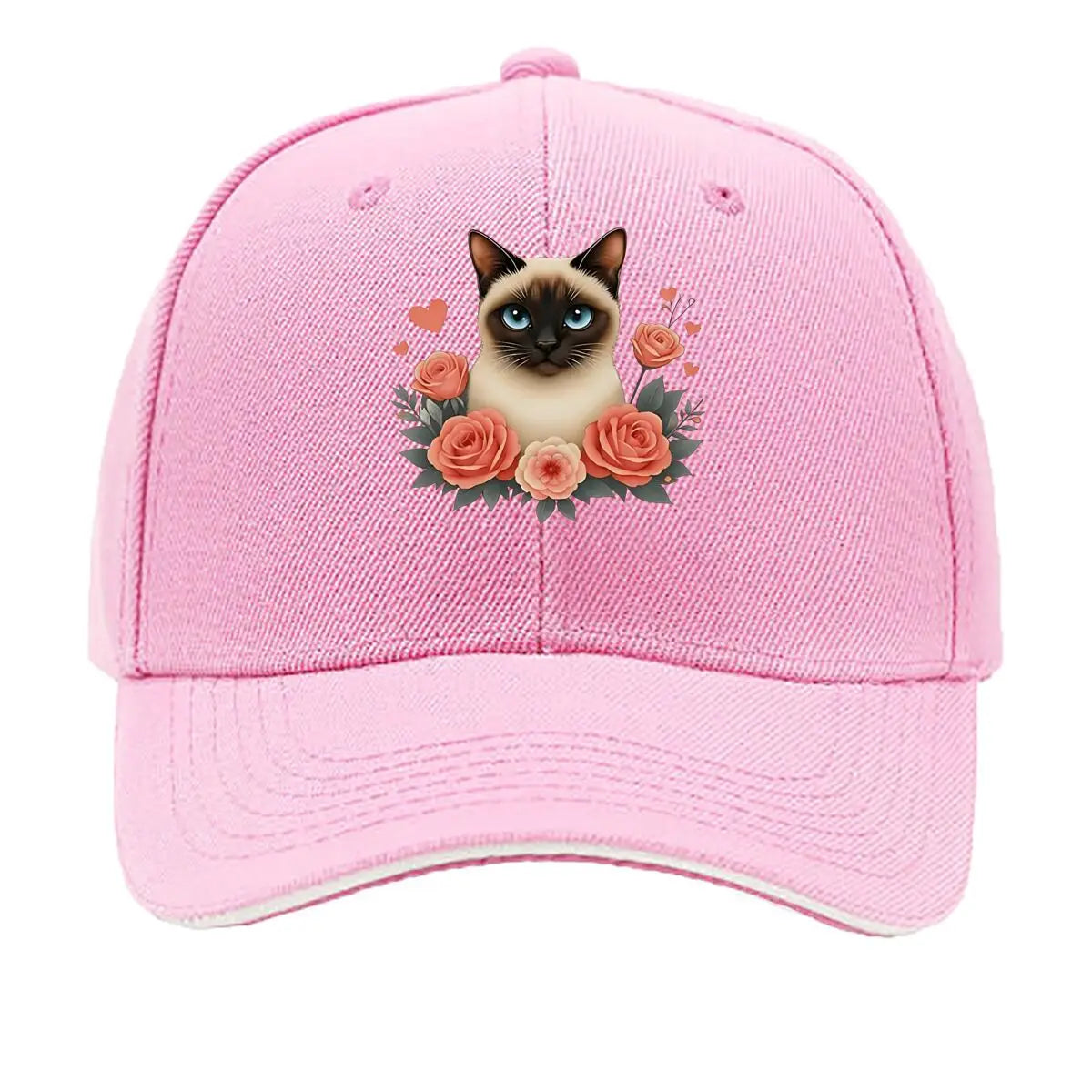 Gatto siamese con cappuccio di rose
