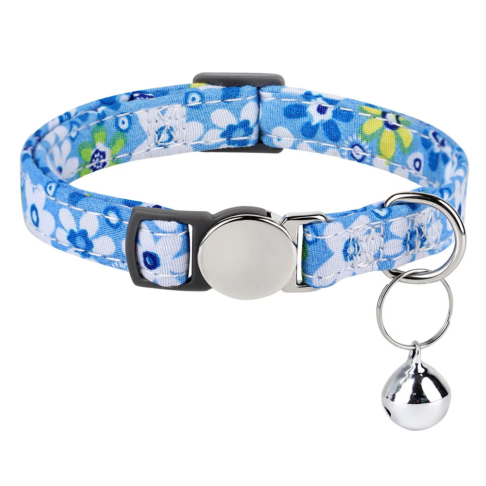 Floral Cat Collar with Bell