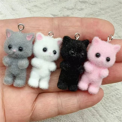Pendentif chat en résine moelleuse 3D 4 pièces