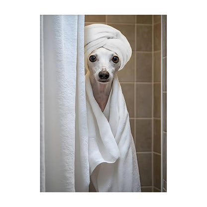 Art mural mignon de serviette de chiens de douche