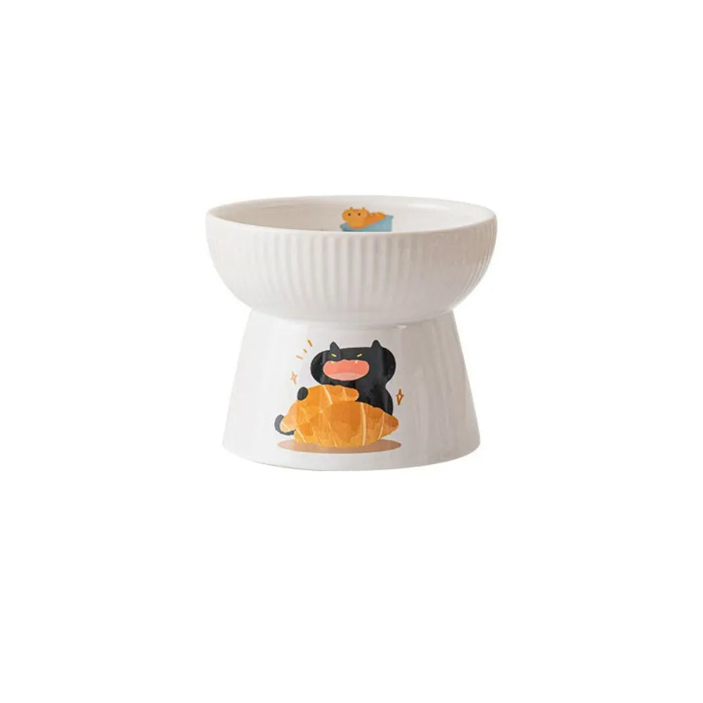 Cute Ceramic Cat Bowl Non-Slip