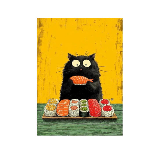 Cat Eat Sushi Wall Art Decor