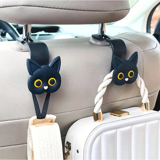 3D Cat Car Headrest Hooks, Set of 2