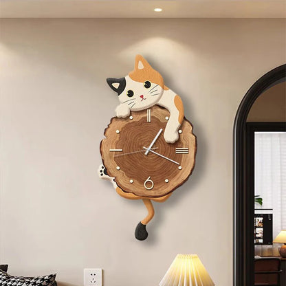 Cat Wall Clock Creative Decor