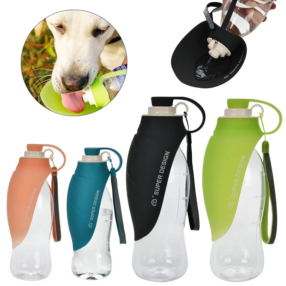 580 ml Portable Dog Water Bottle with Fold-Out Drinking Bowl