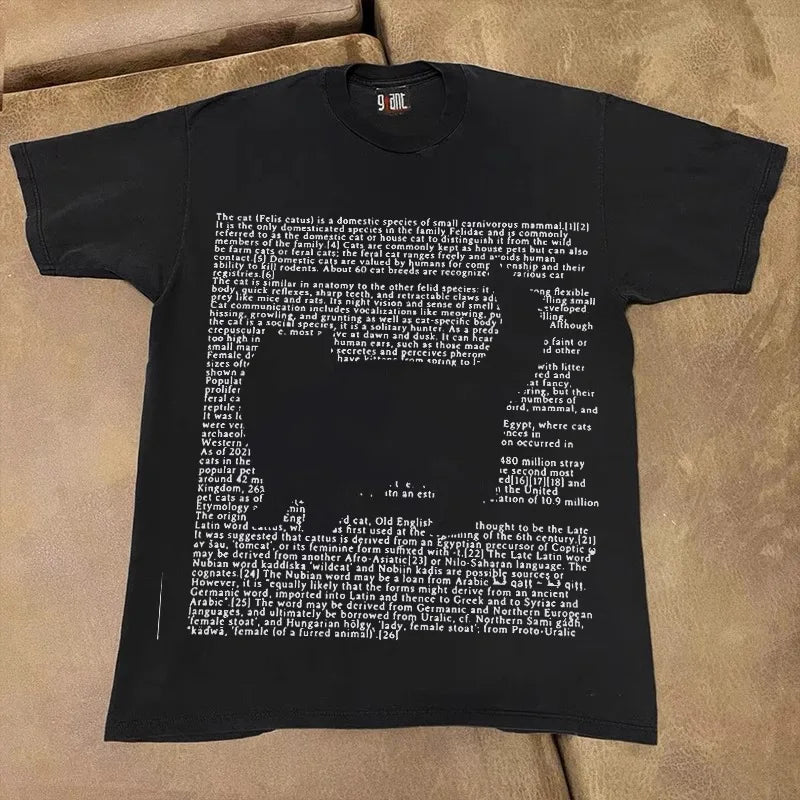 2. Baumwollhemd mit niedlichem Buchstaben-Katzen-Print