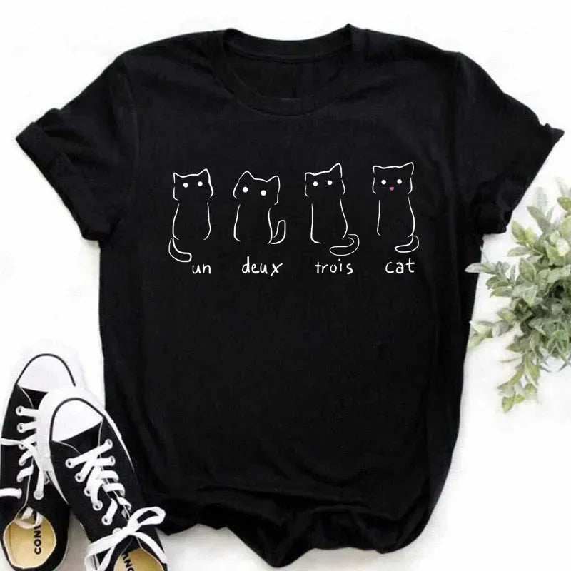 เสื้อยืดลายแมวน่ารัก
