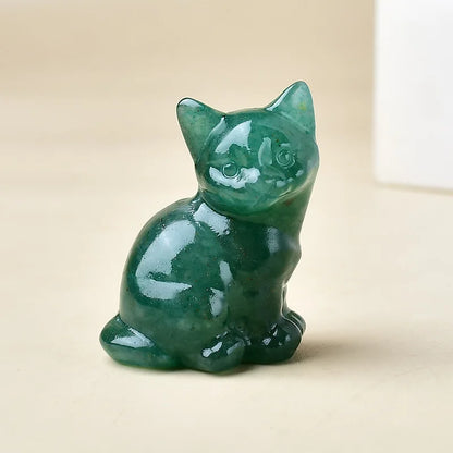 Crystal Carved Cat Decor