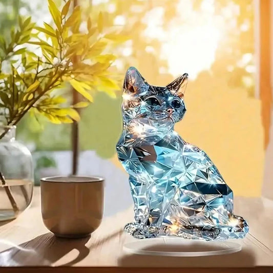 Cat Crystal Statue Table Decoration
