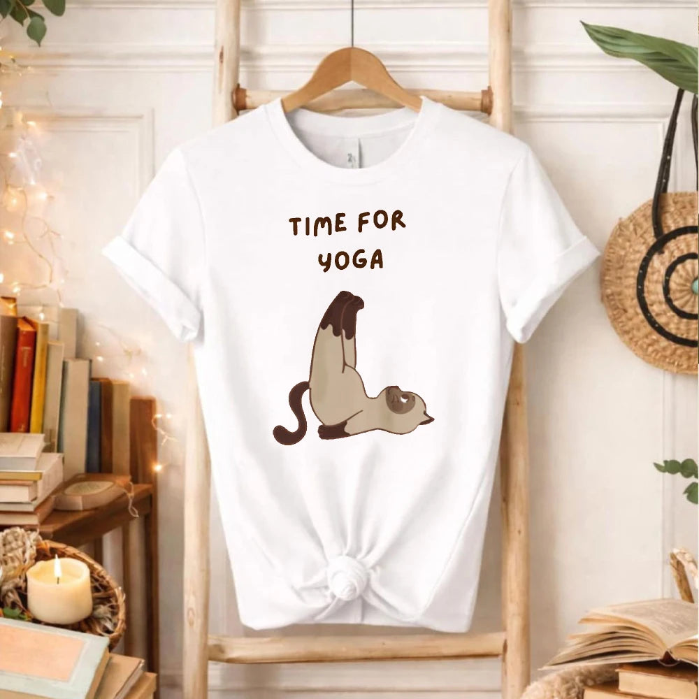 Women's Time for Yoga Siamese Cat T-Shirt