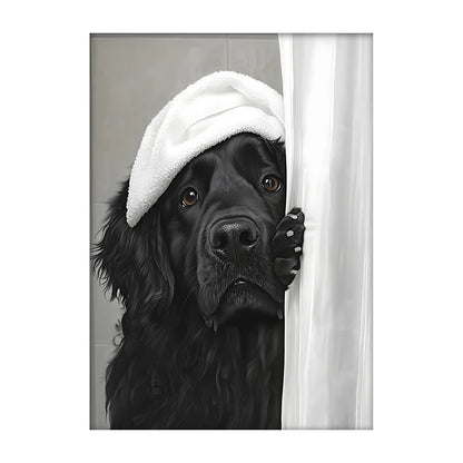 Art mural mignon de serviette de chiens de douche