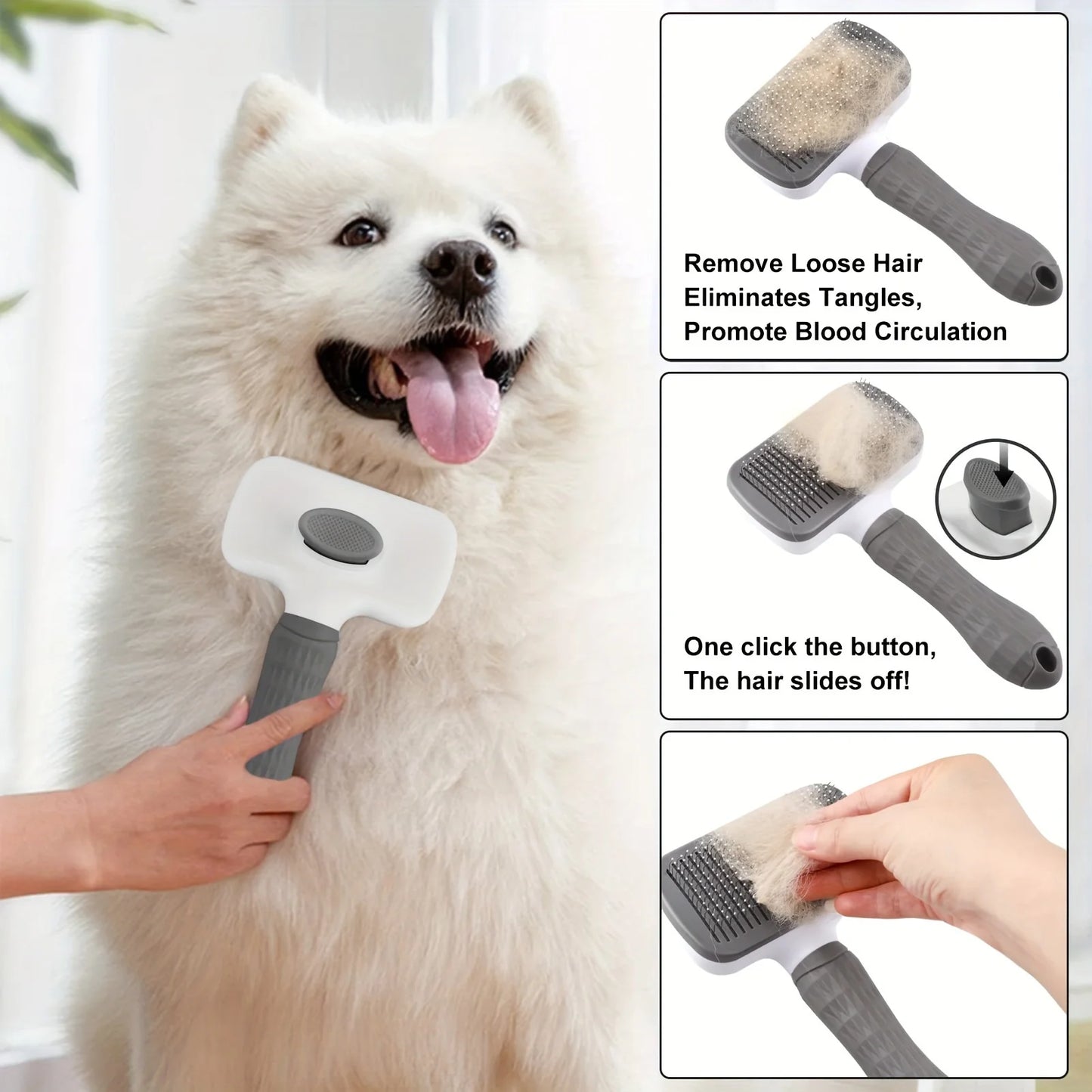 Brosse de toilettage autonettoyante pour animaux de compagnie