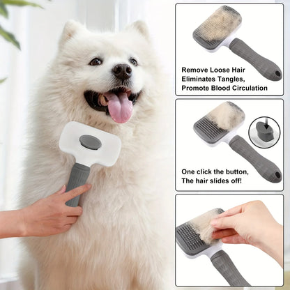 Brosse de toilettage autonettoyante pour animaux de compagnie