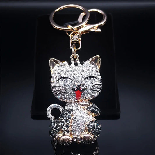 Porte-clés Chat Strass