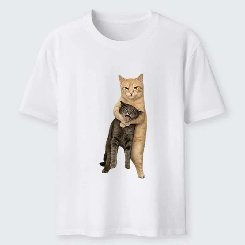 Unisex Hugging Cats Graphic Cotton T-Shirt