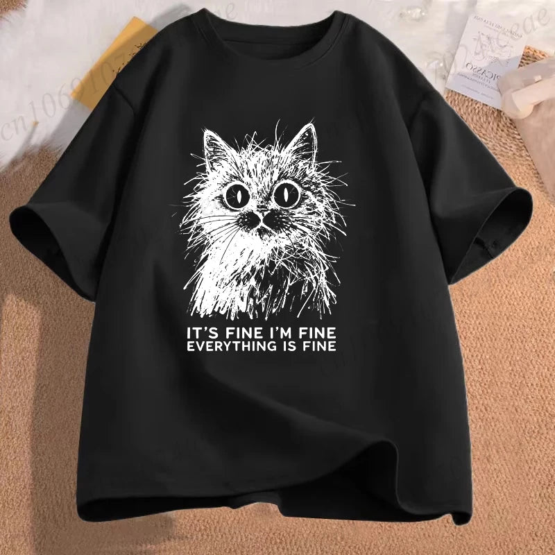 Everything Is Fine Cat T-Shirt