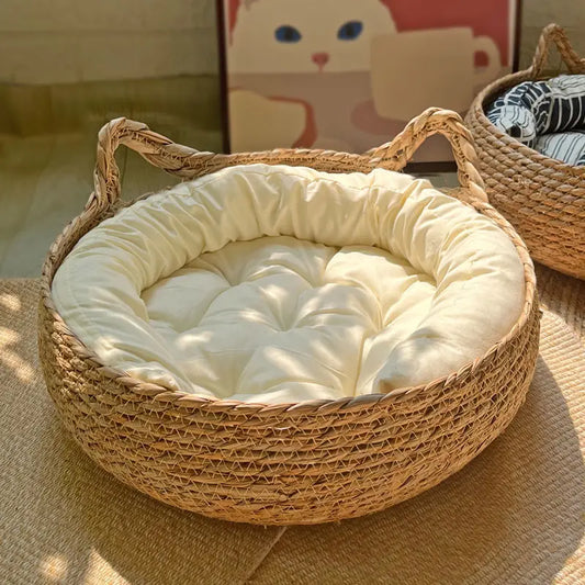 Rattan Weaving Cat Basket Pet