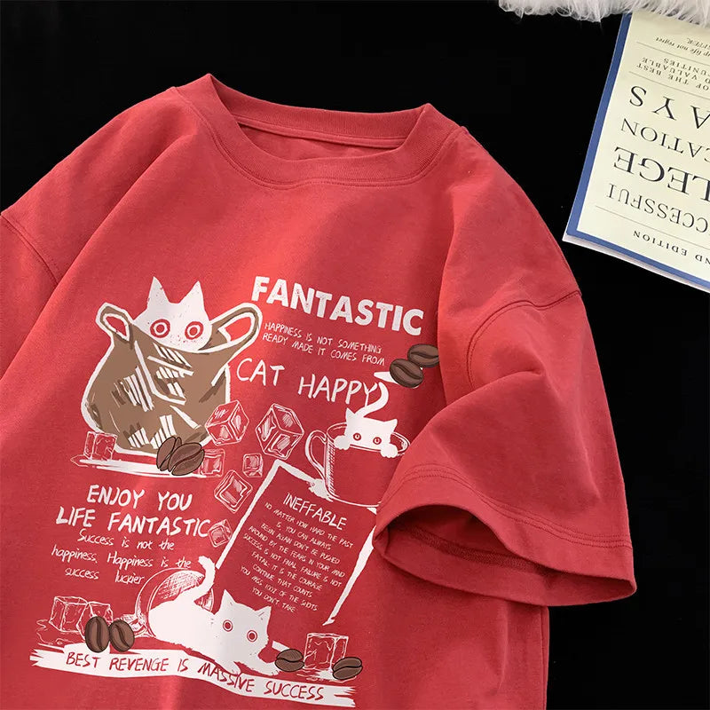 T-shirt sur le thème du chat heureux