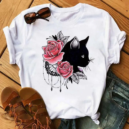 เสื้อยืดลายแมวน่ารัก