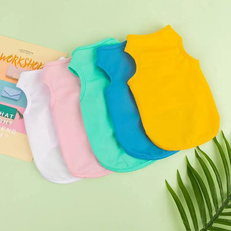 Solid-Color Sleeveless Pet Shirt for Dogs and Cats