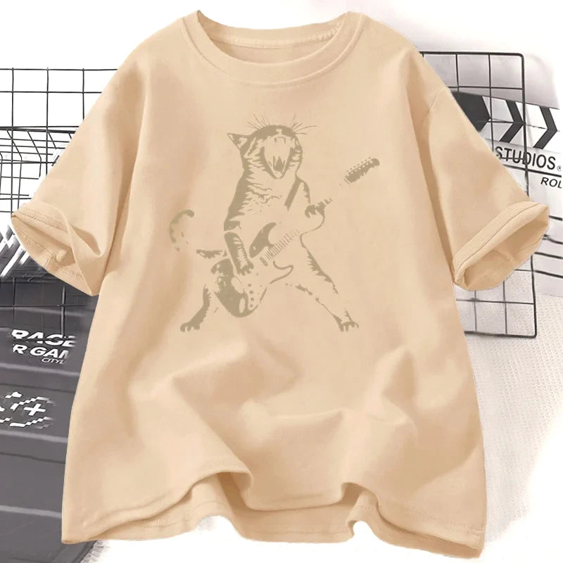 Rock Cat Playing Guitar T Shirt