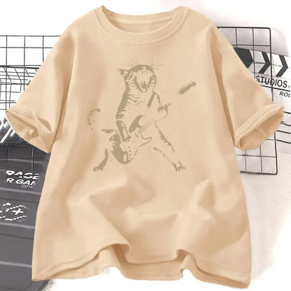 Rock Cat Playing Guitar T Shirt