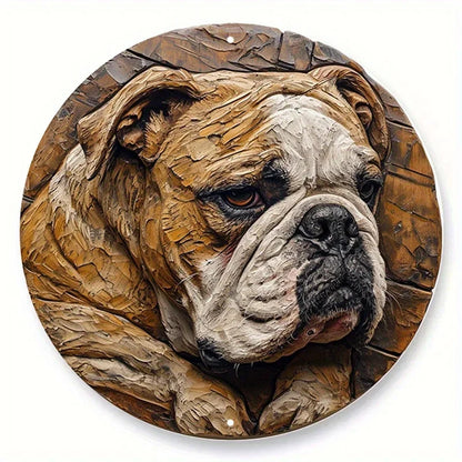 Plaques circulaires de portrait de chien de style vintage