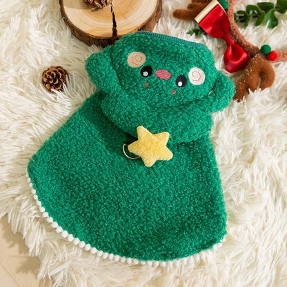 Christmas Fleece Pet Cape with Festive Character Details
