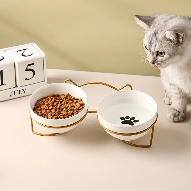 Double Premium Cat Bowl Ceramic