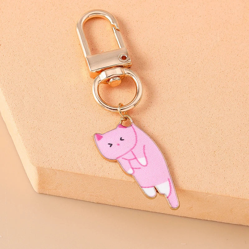 Porte-clés chat en émail mignon