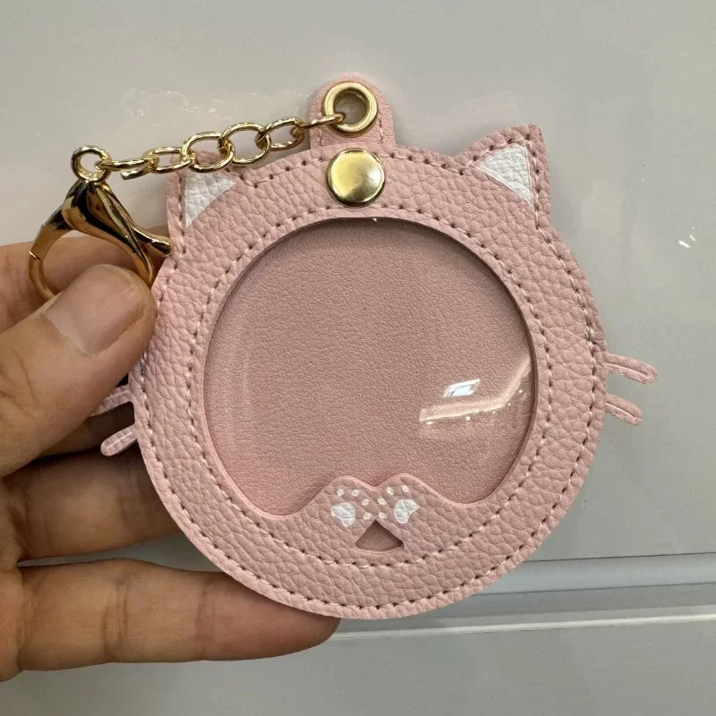 Pendentif de sac photo en cuir chat