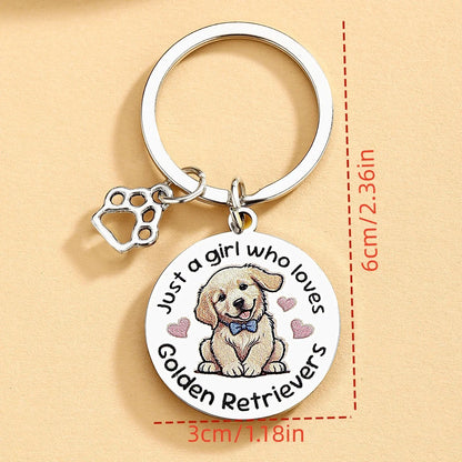 Porte-clés à breloques d'amour Golden Retriever
