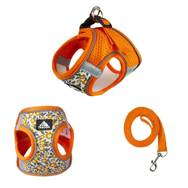 Floral Reflective Cat Harness Set