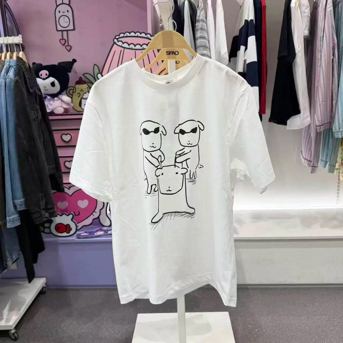 Unisex Dog and Cat Sketch Graphic Cotton T-Shirt