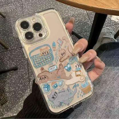 Cartoon Cat Transparent iPhone Case