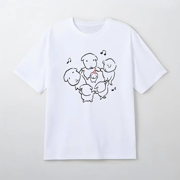 Unisex Dog and Cat Sketch Graphic Cotton T-Shirt