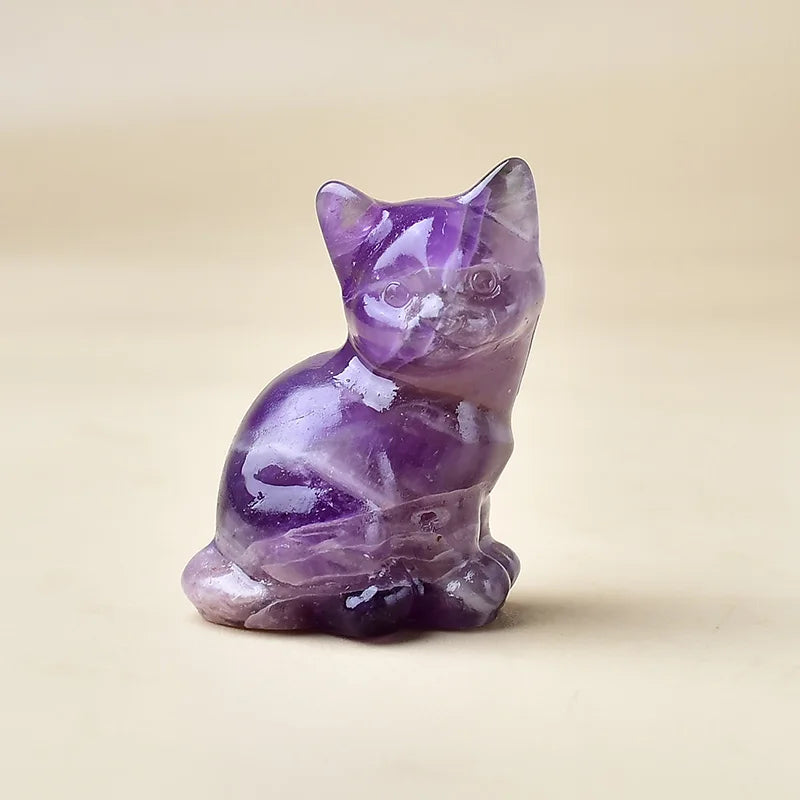 Crystal Carved Cat Decor