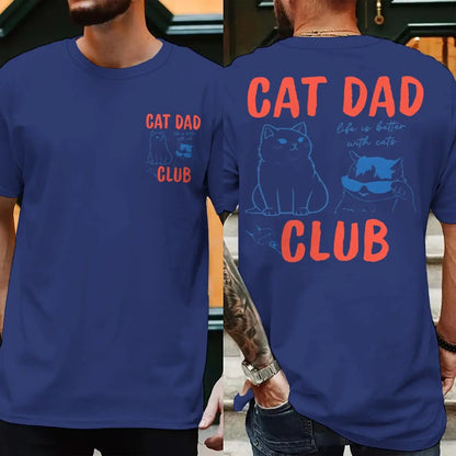 Cat Dad Club T-Shirt with Front and Back Graphics