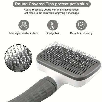 Brosse de toilettage autonettoyante pour animaux de compagnie