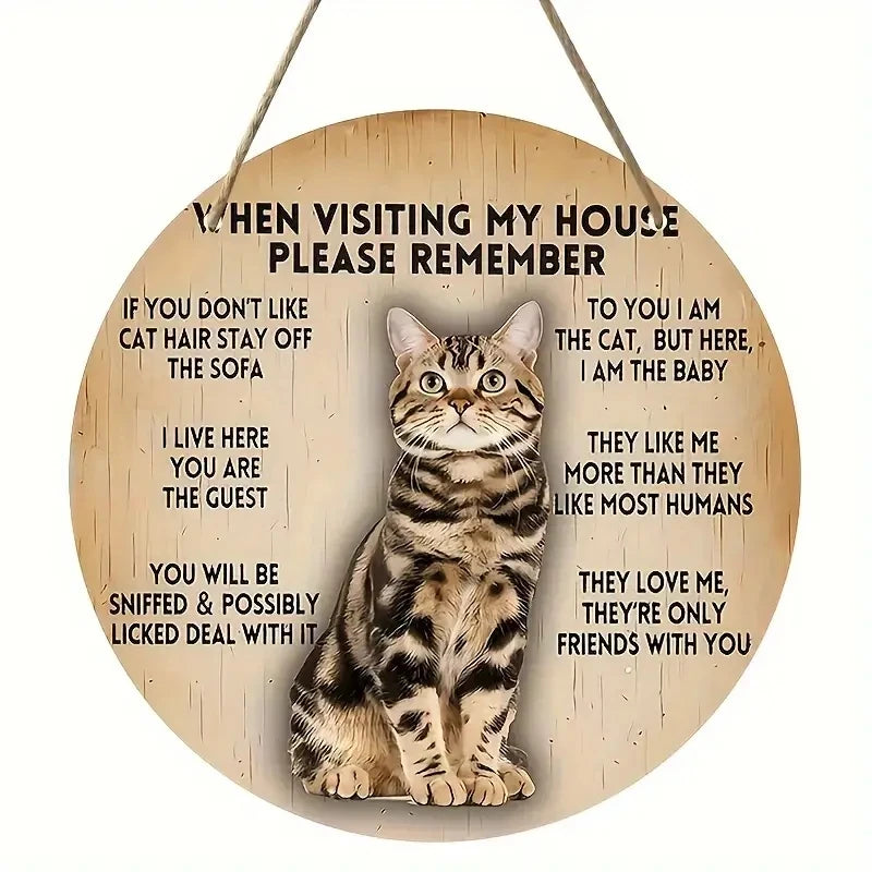 Letrero de madera de gato Bienvenido
