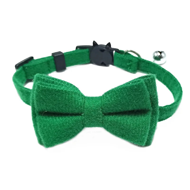 Cute Plaid Pet Collar with Bow Tie & Bell