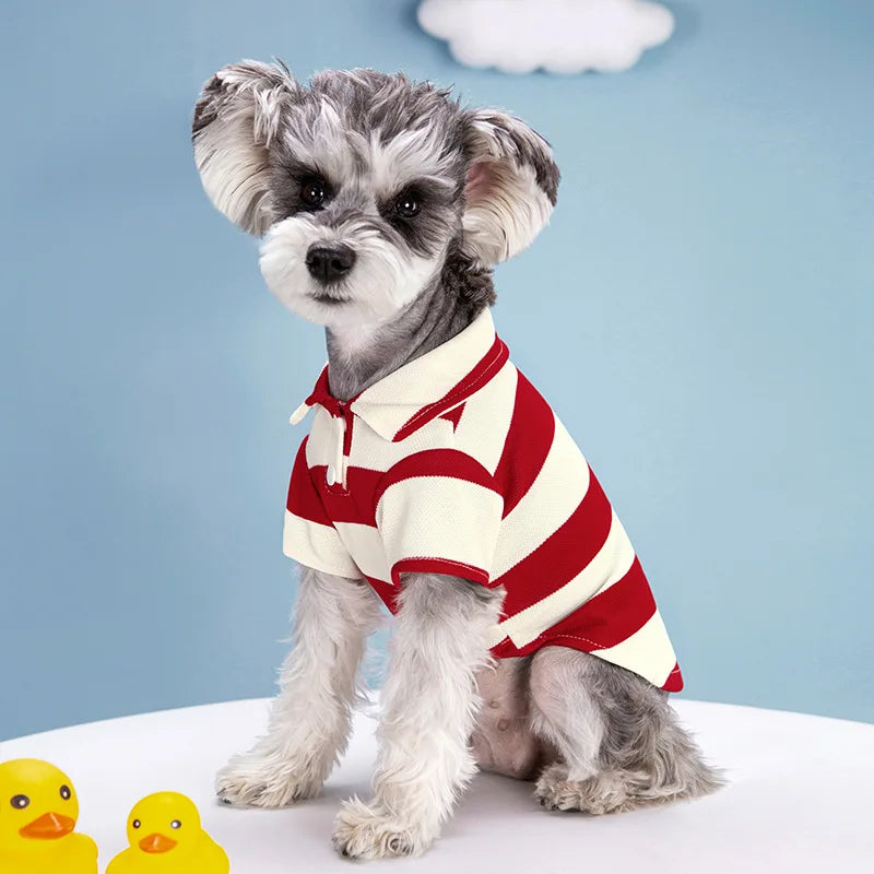 Striped Dog Polo Shirt with Short Sleeves