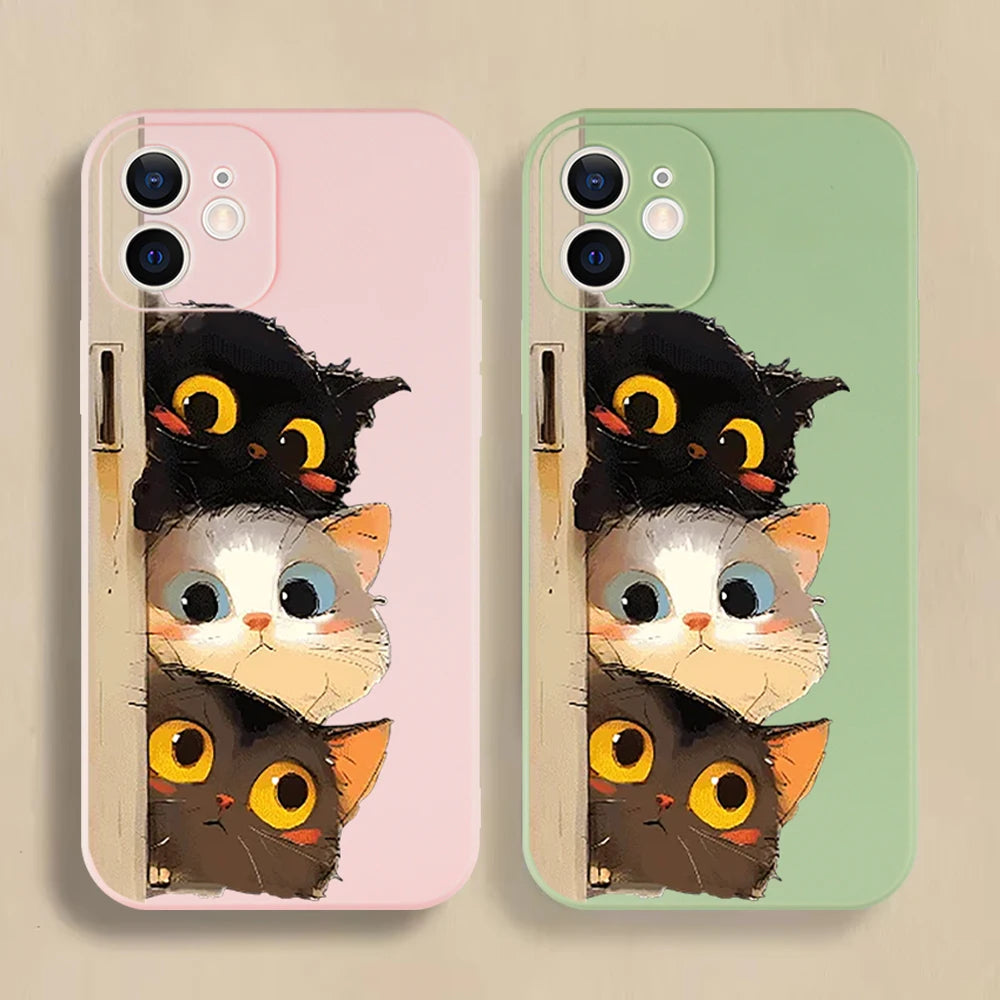 Cartoon Cat Printed iPhone Case