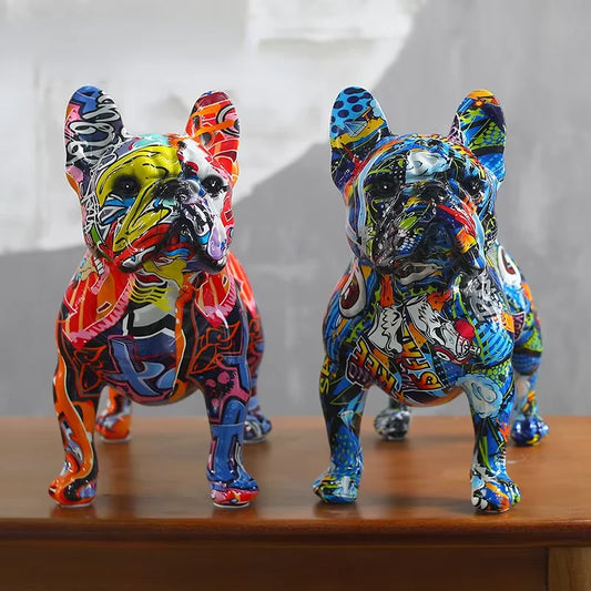 Vibrant Graffiti Dog Sculpture