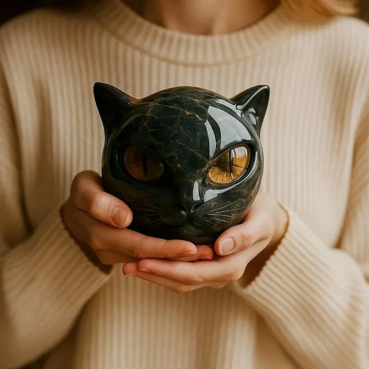 Cat Head Stone Texture Desk Decor