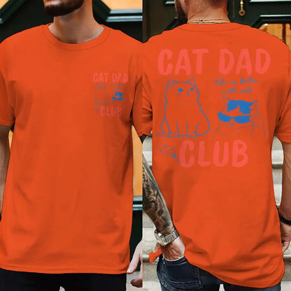 Cat Dad Club T-Shirt with Front and Back Graphics