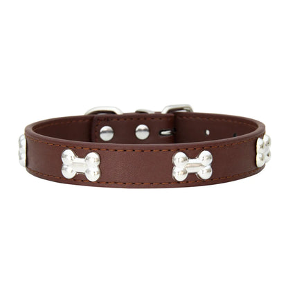 Colorful Dog Collar with Bone Studs